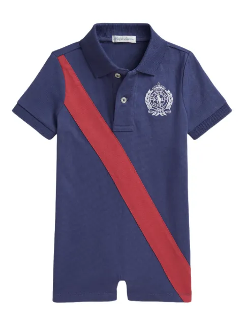 POLO RALPH LAUREN KIDS barboteuse style polo à rayure en diagonale