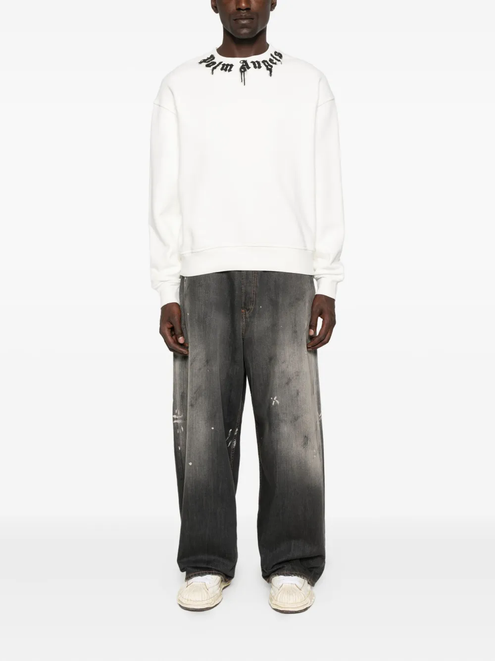 Palm Angels Katoenen sweater met logoprint Wit