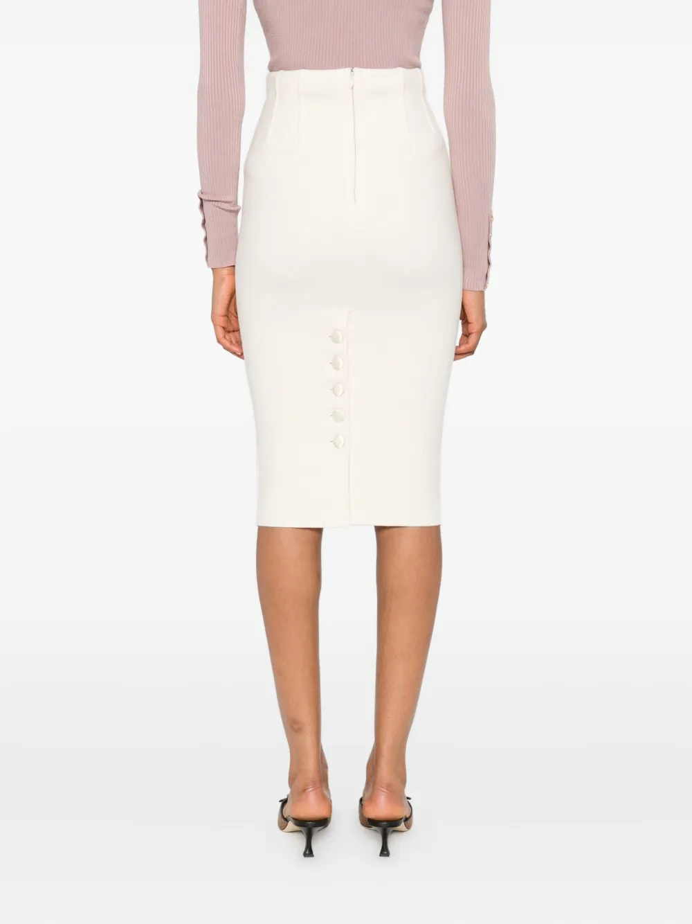 Elisabetta Franchi Geribbelde kokerrok Beige