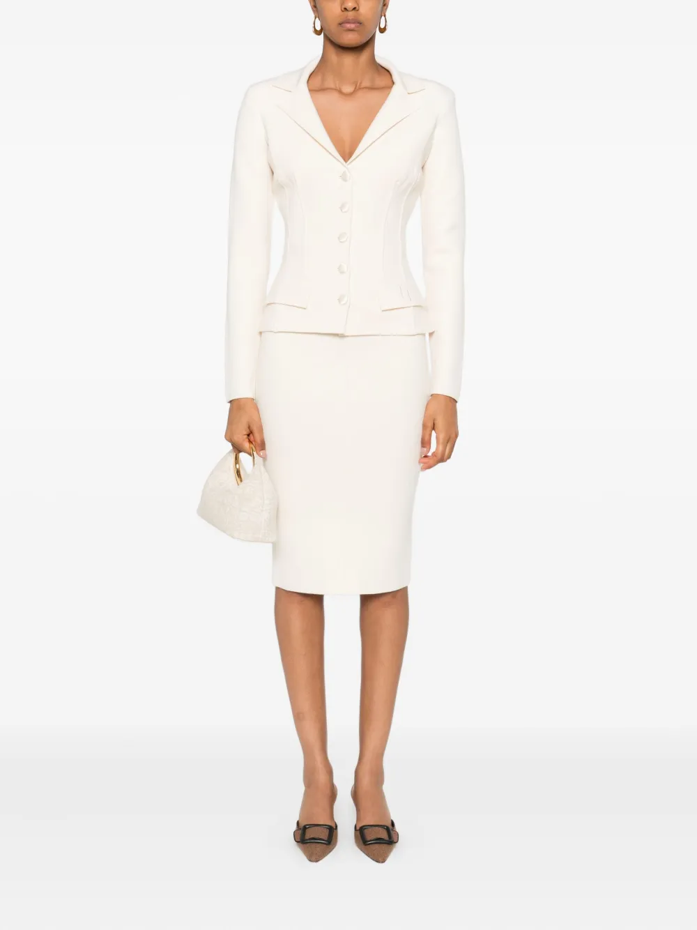 Elisabetta Franchi Jack met knoopsluiting Beige