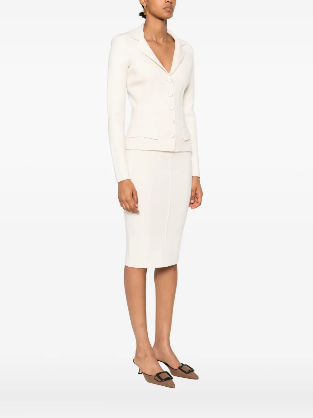 Elisabetta Franchi Jack met knoopsluiting Beige
