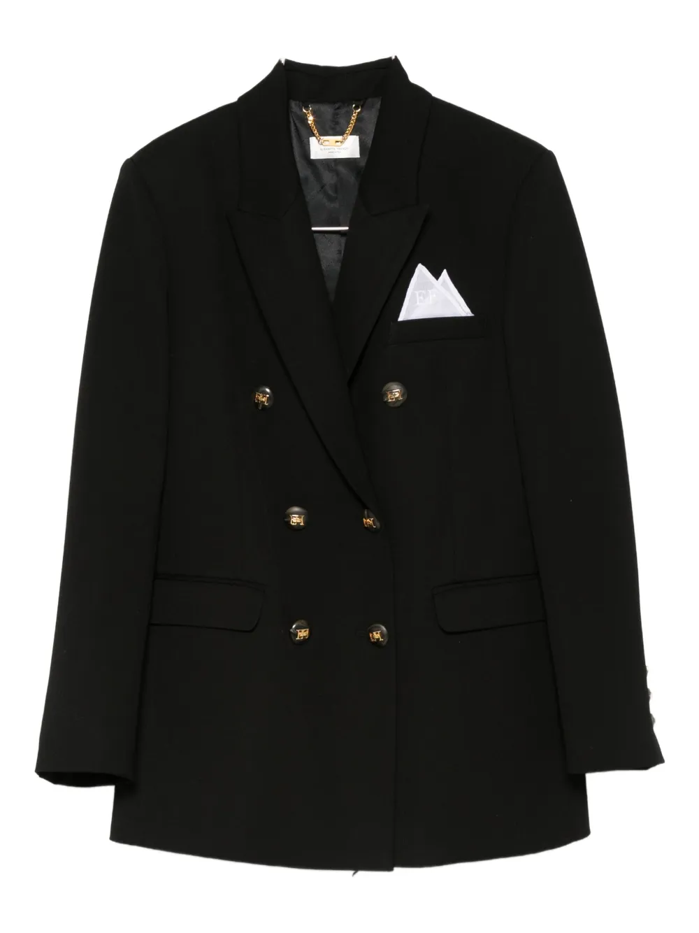 Elisabetta Franchi Cotton Gabardine Blazer With Breast Pocket Clothing In Black