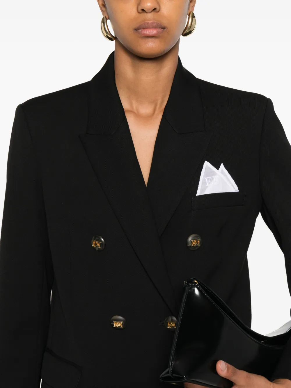 Elisabetta Franchi Cotton Gabardine Blazer With Breast Pocket Clothing In Black