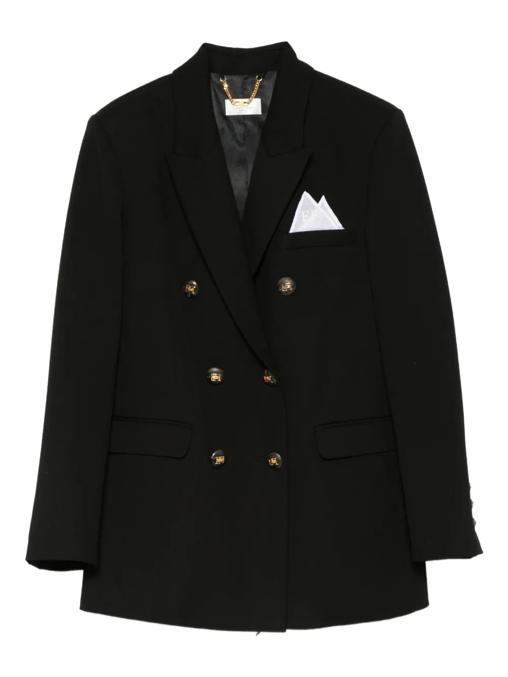 Elisabetta Franchi double-breasted golden-button blazer Zwart