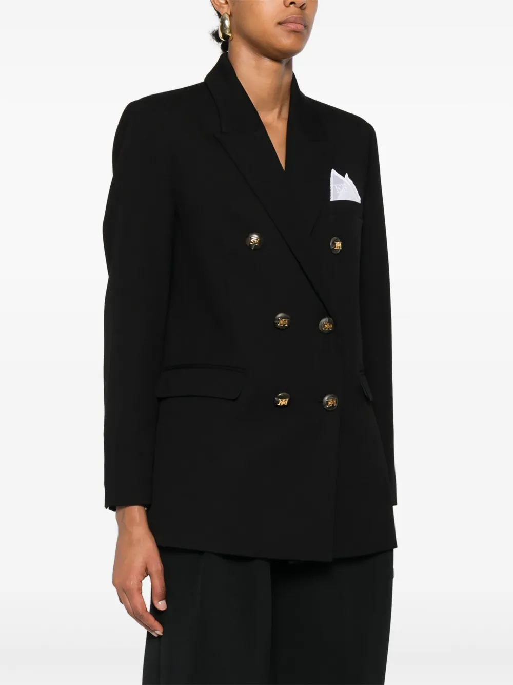  Elisabetta Franchi Double-breasted Golden-button Blazer - Black 