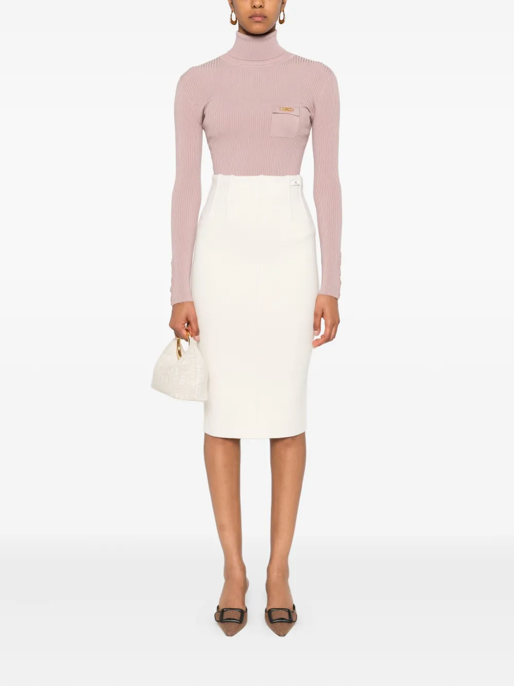 Elisabetta Franchi ribbed turtleneck pocket sweater | Knitted Sweaters | Image 2