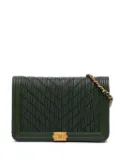 CHANEL Pre-Owned 2018 Chevron Quilted Crumpled Calfskin Boy Wallet On Chain crossbody bag - Green