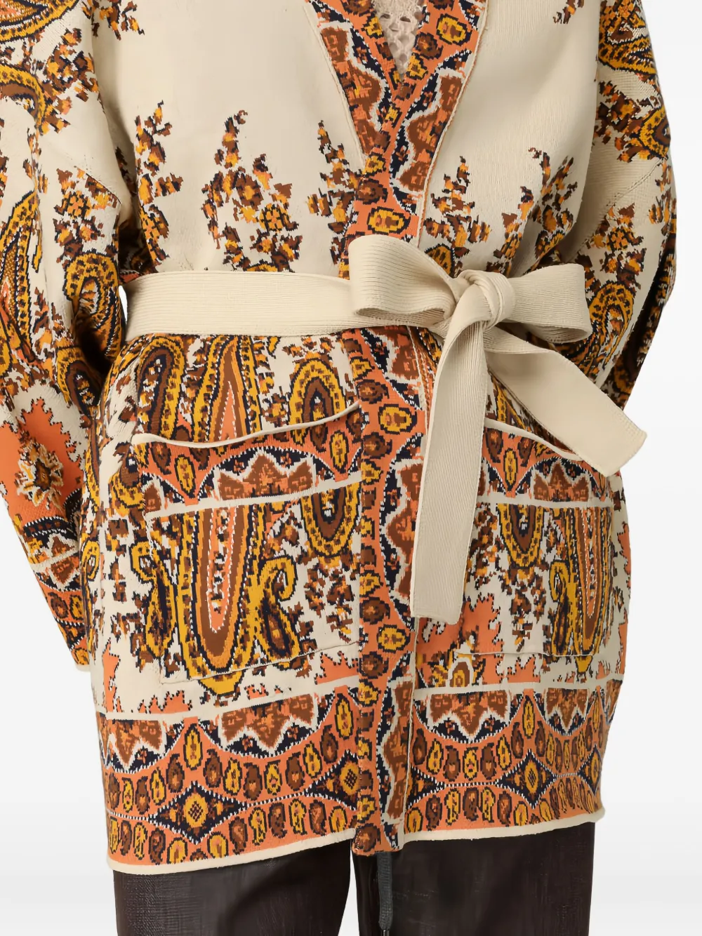 ETRO Vest met paisley-patroon en ceintuur Beige