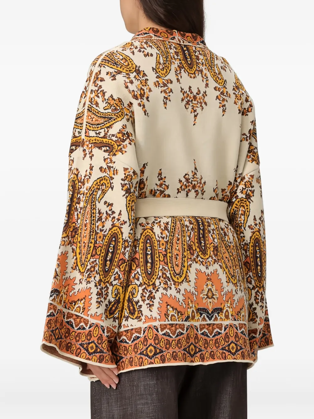 ETRO Vest met paisley-patroon en ceintuur Beige