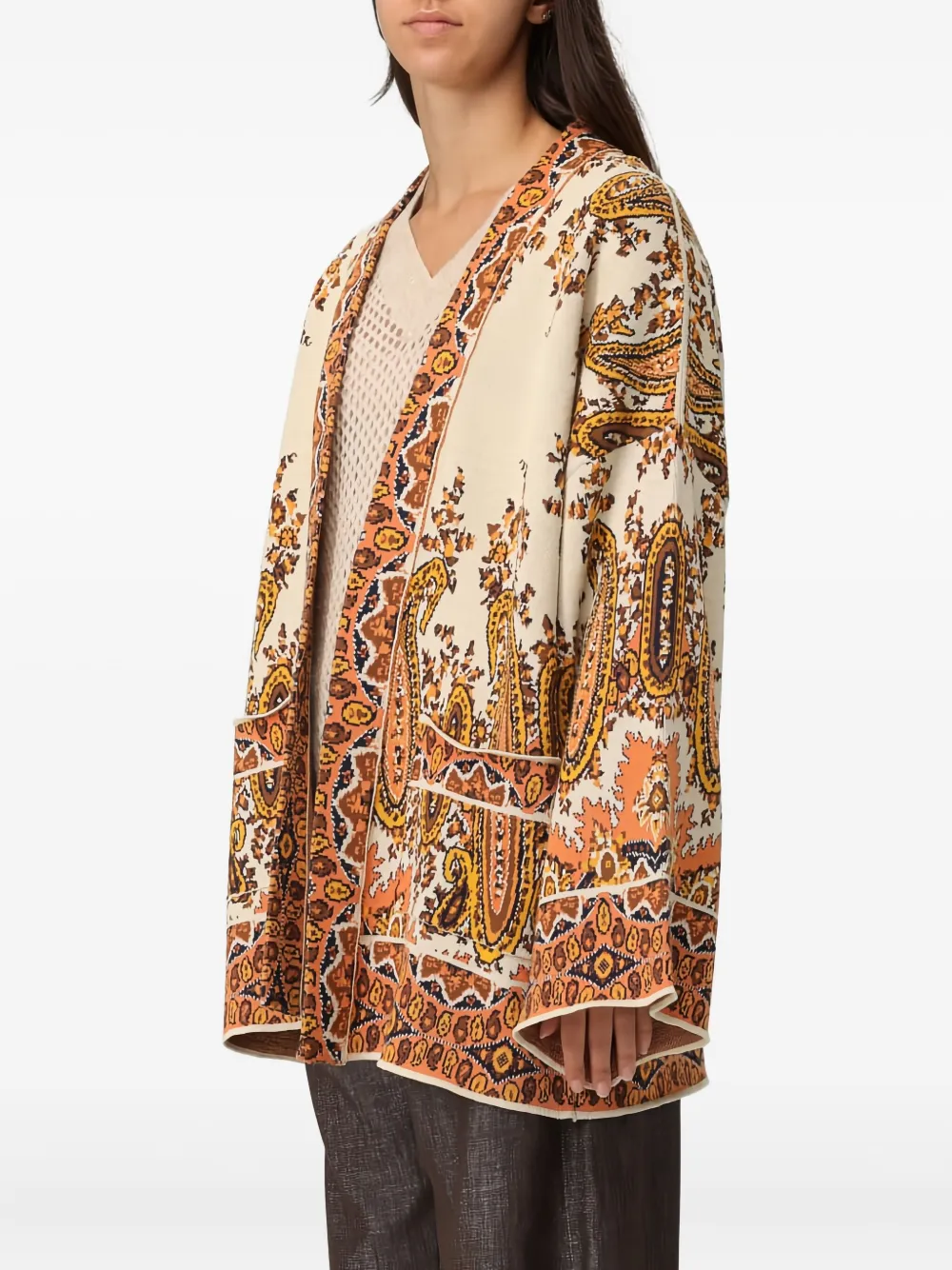ETRO Vest met paisley-patroon en ceintuur Beige
