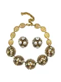 Jennifer Gibson Jewellery 1940s Joseff of Hollywood Pearl & Paste Demi Parure necklace and earrings - Gold