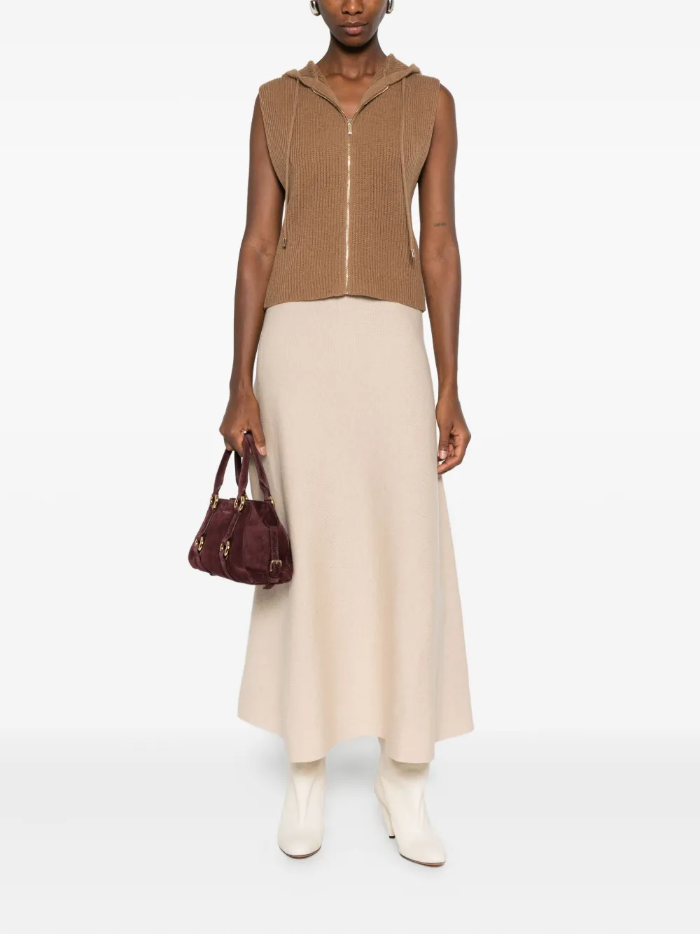 Max Mara hooded zip-front top - Bruin