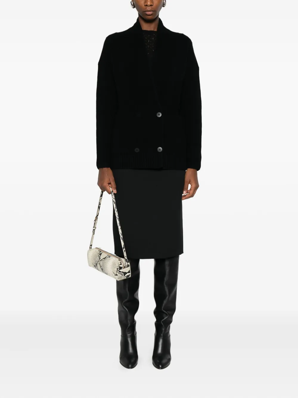 Max Mara Double-breasted Cardigan In Black