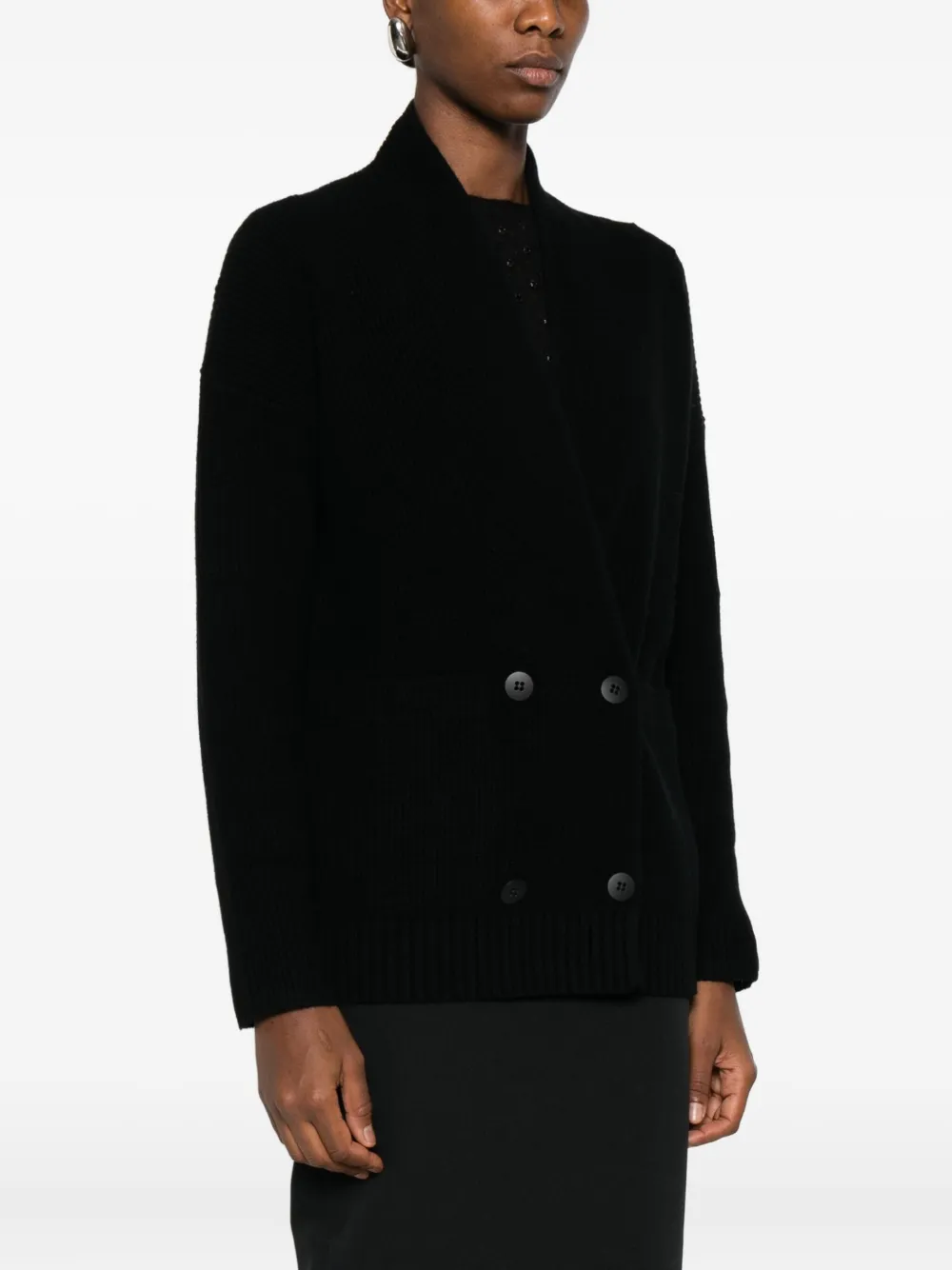 Max Mara Double-breasted Cardigan In Black