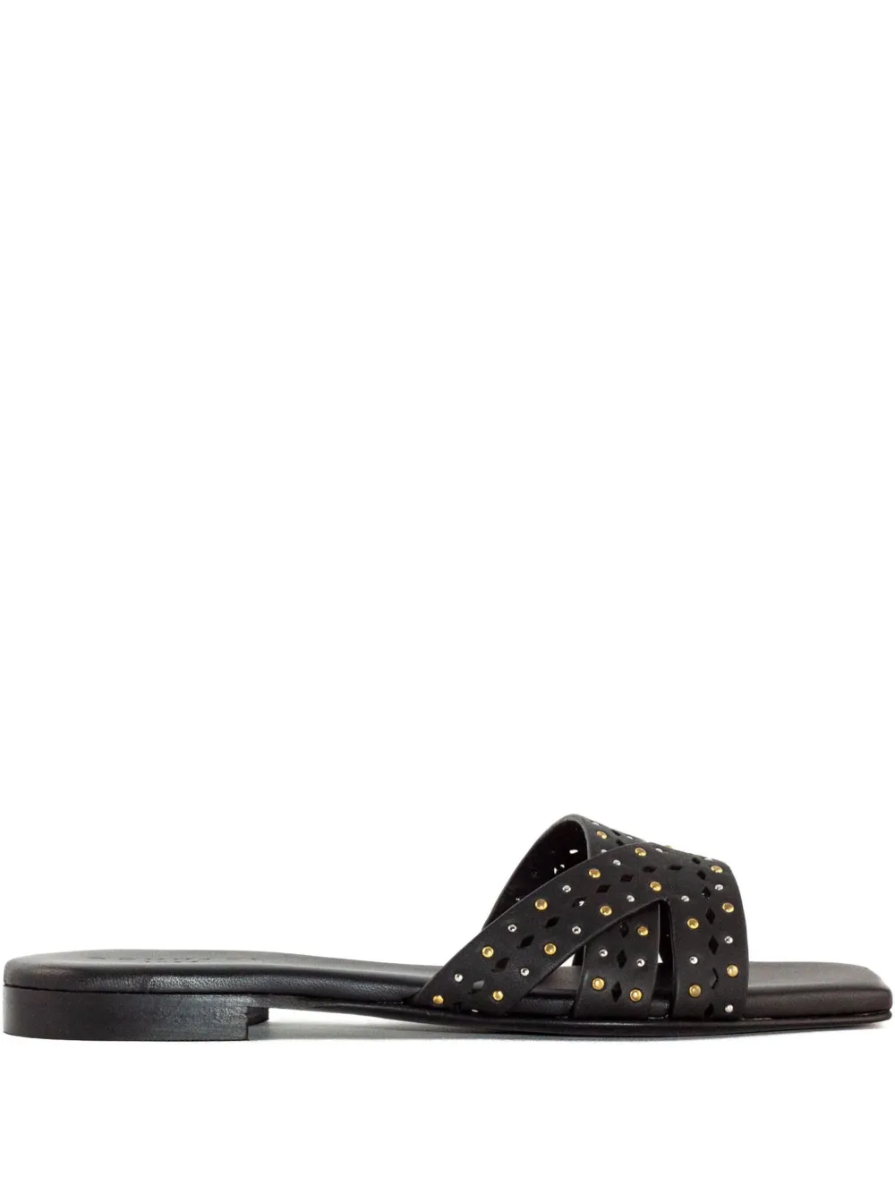 Donnari Leather Stud-embellished Sandals In Black