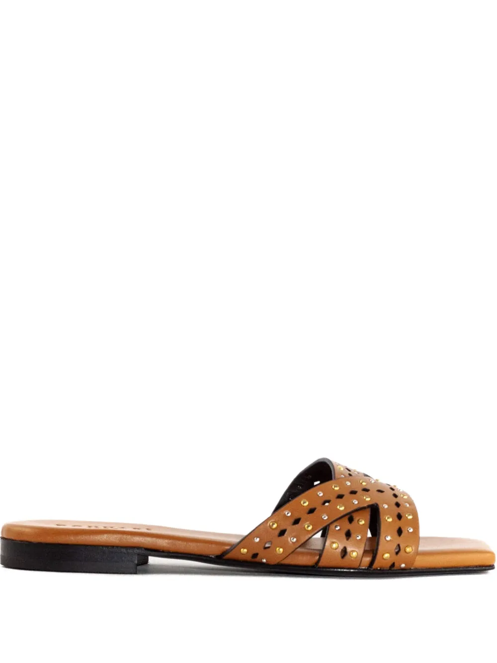 Donnari Stud-embellished Leather Sandals In Brown