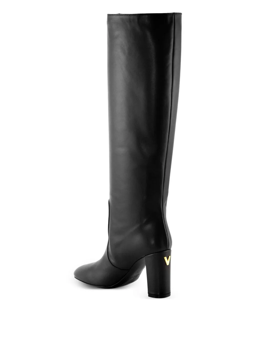 Via Roma 15 80mm metal-logo block-heel boots Black