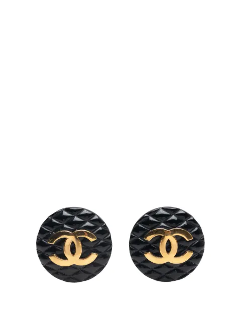 CHANEL Pre-Owned 1993 CC vergulde gewatteerde oorclips met hars