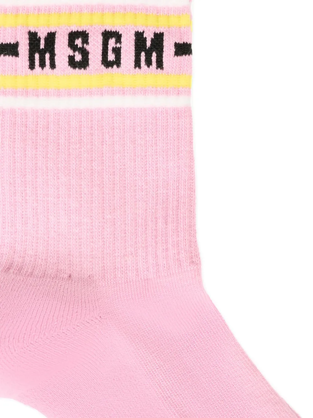 Msgm Logo-intarsia Socks In Pink