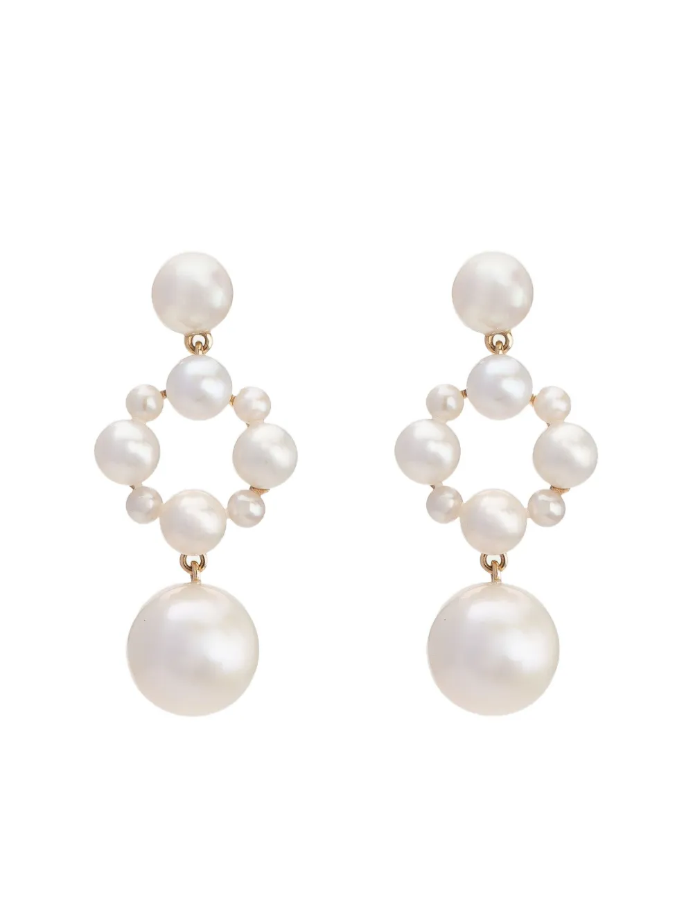 Sophie Bille Brahe 14k Yellow Gold Nebula Pearl Earrings In White