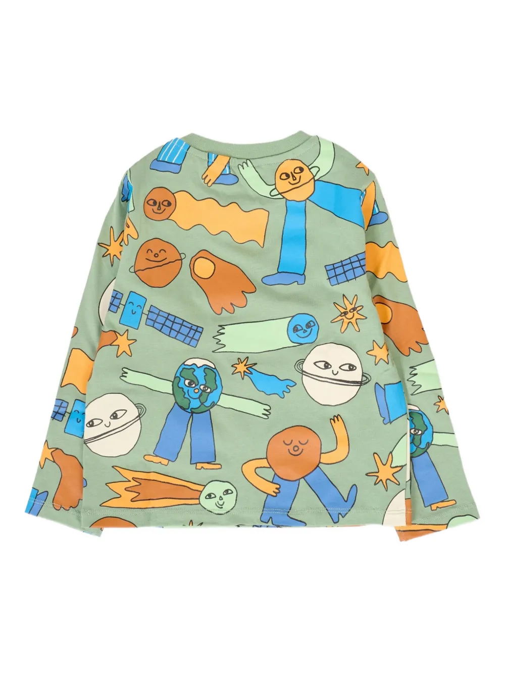 Stella McCartney Kids space-character long-sleeved T-shirt Groen