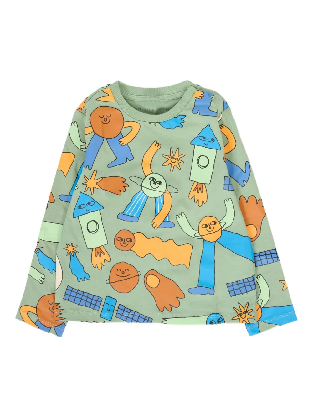 Stella McCartney Kids space-character long-sleeved T-shirt Groen
