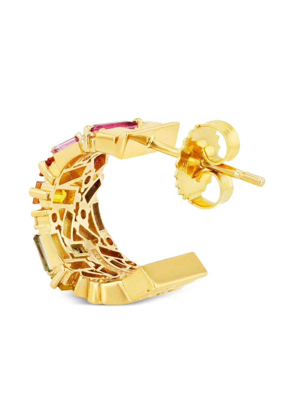 Suzanne Kalan 18k Yellow Gold Frenzy Rainbow Sapphire Mini Hoops In Gold