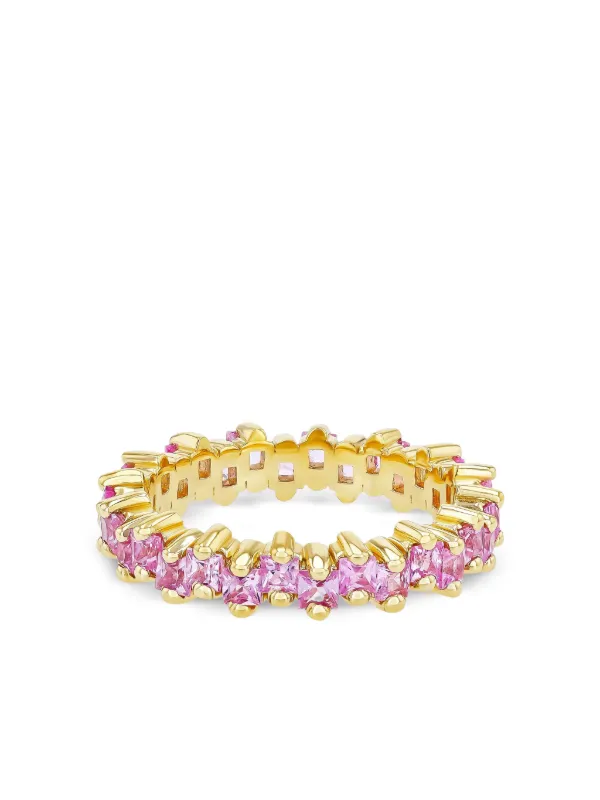 Suzanne Kalan 18CT Yellow Gold Princess Pink Sapphire Eternity Band