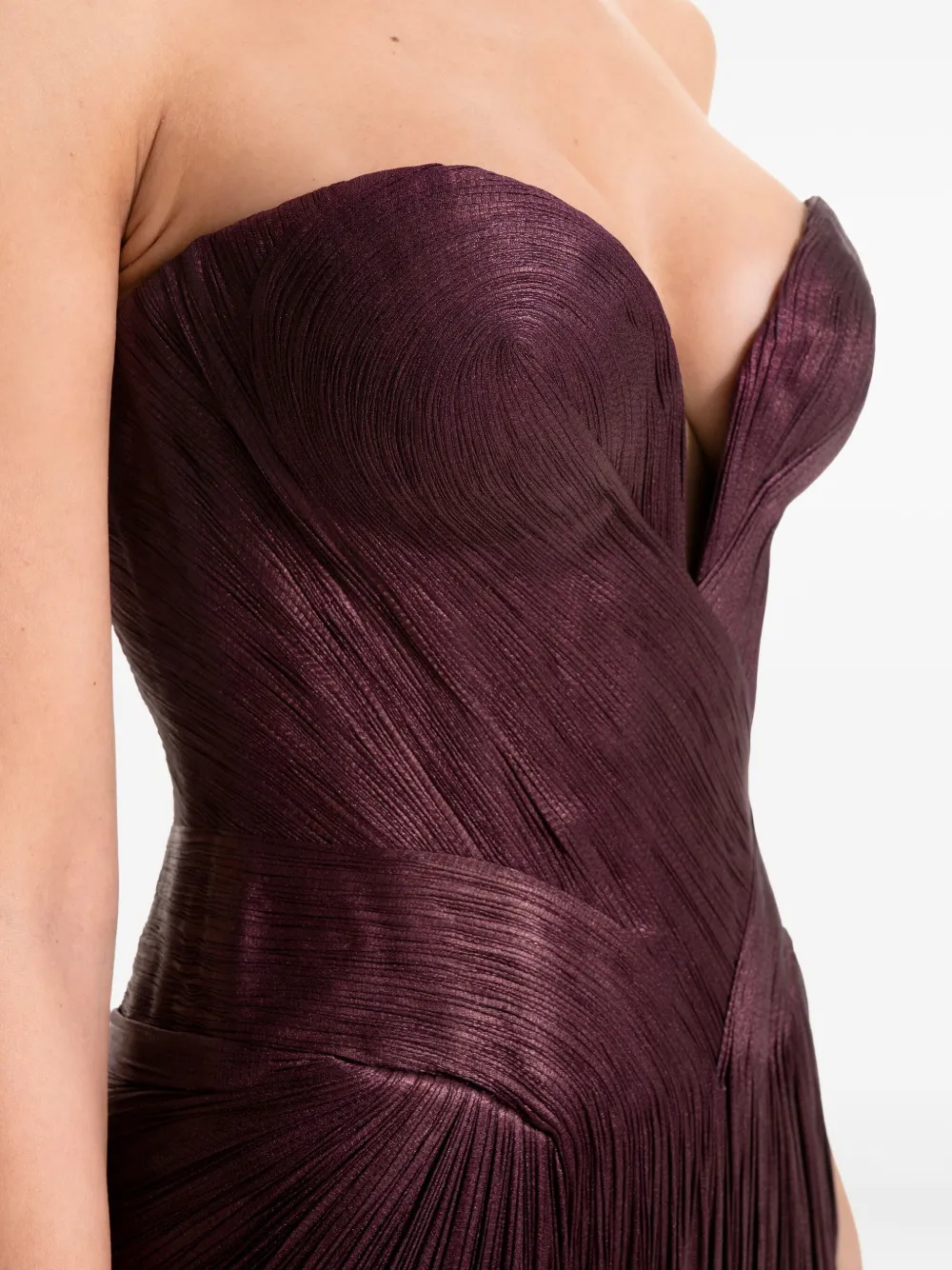 Maria Lucia Hohan Andora geplooide strapless avondjurk Rood