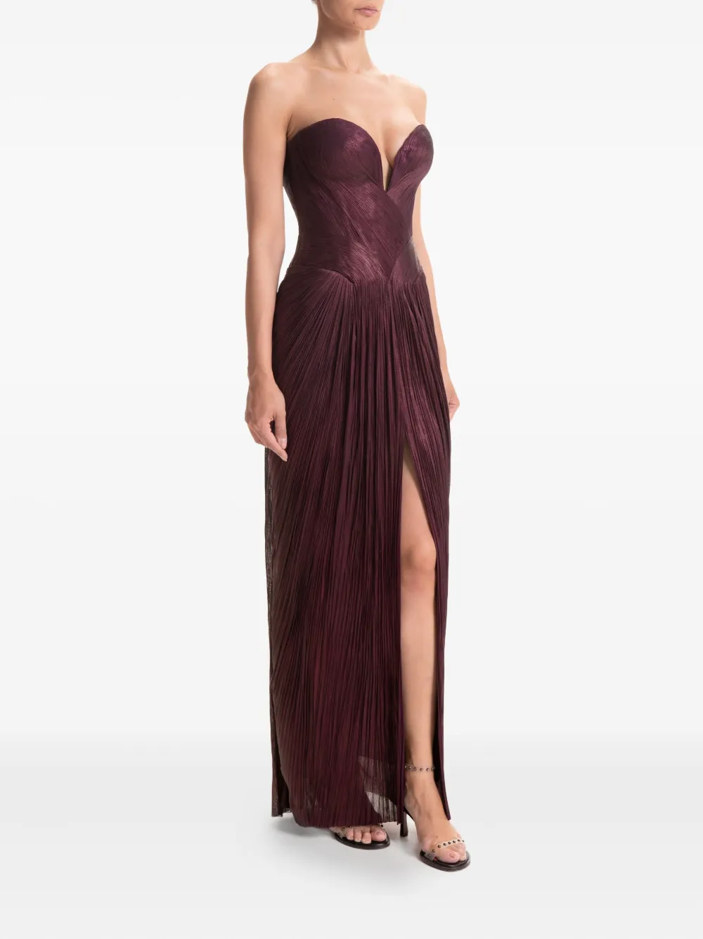 Maria Lucia Hohan Andora geplooide strapless avondjurk Rood