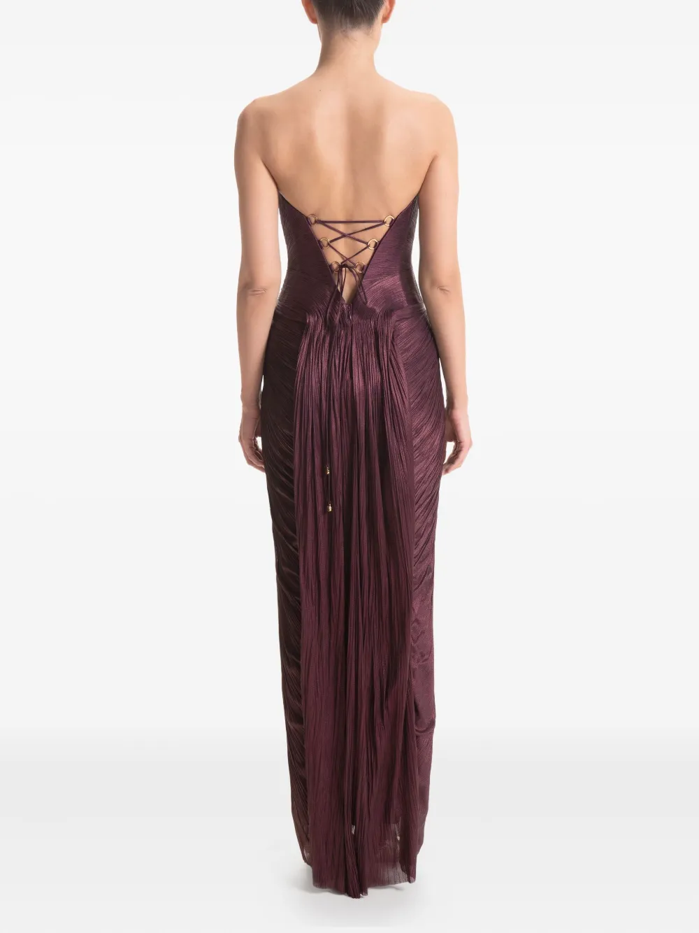 Maria Lucia Hohan Andora geplooide strapless avondjurk Rood