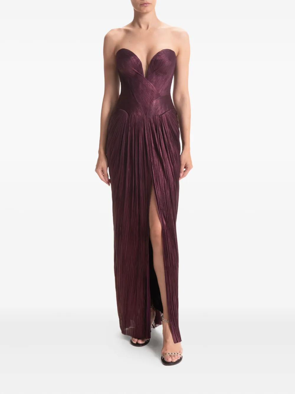 Maria Lucia Hohan Andora geplooide strapless avondjurk - Rood