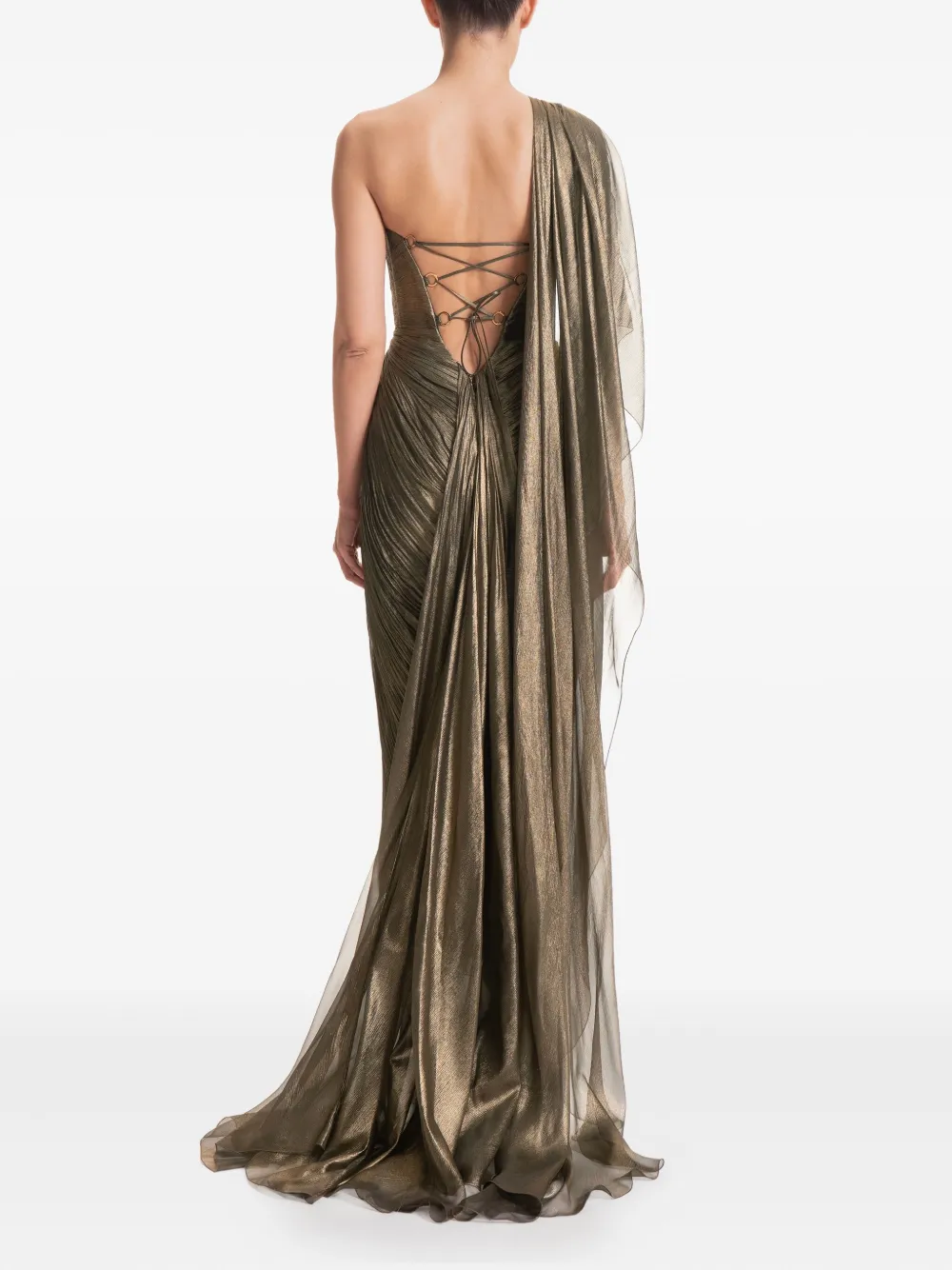 Maria Lucia Hohan One-shoulder Midi Dress In Gold