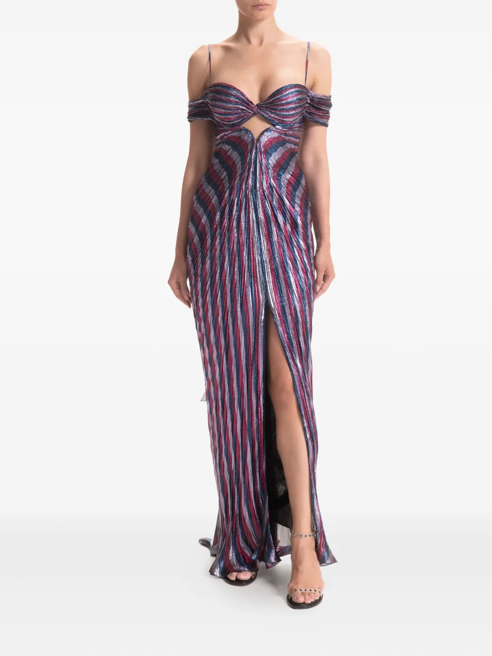 Maria Lucia Hohan Pleated Lace-up Gown In Multi