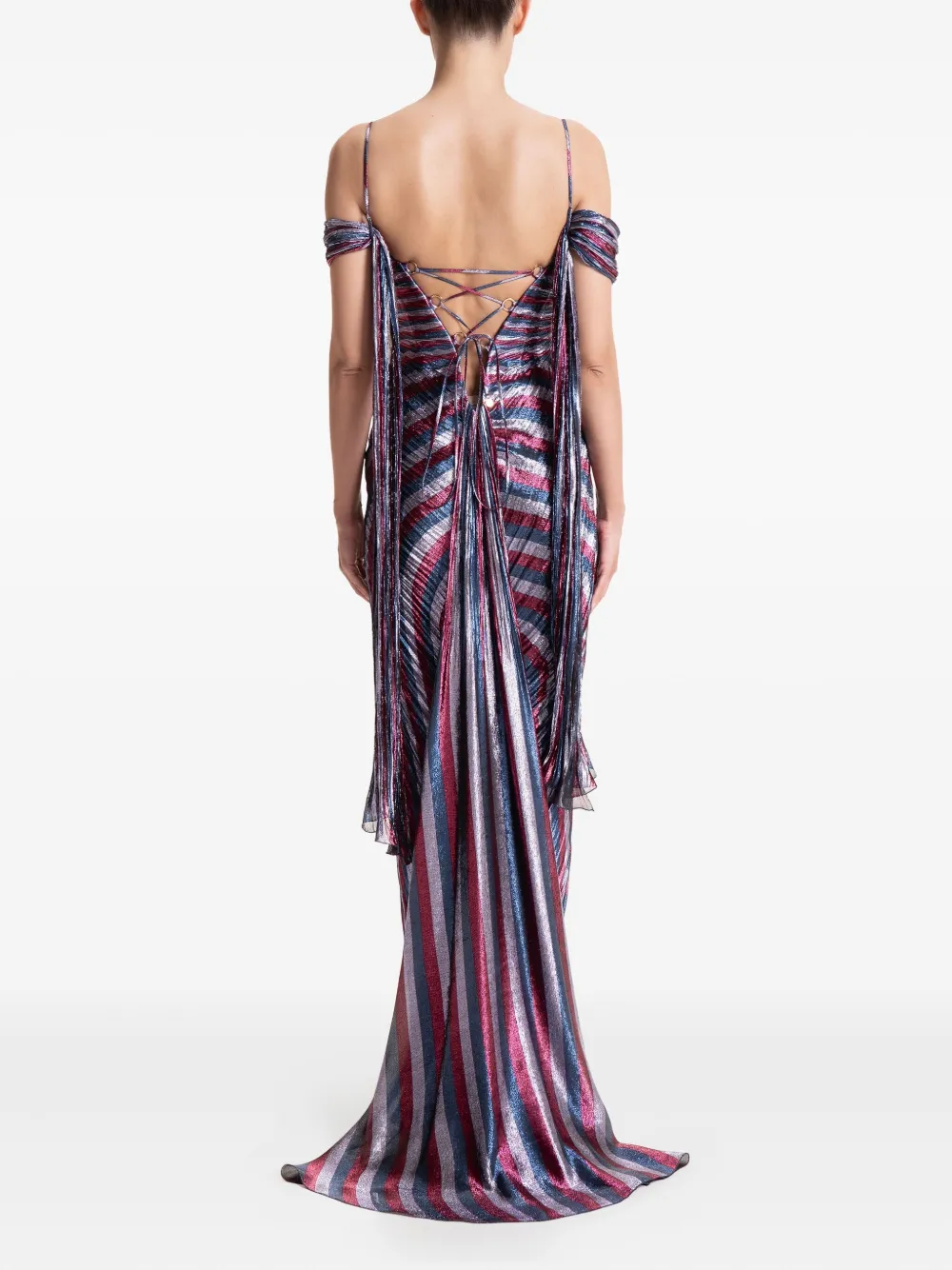 Maria Lucia Hohan Pleated Lace-up Gown In Multi