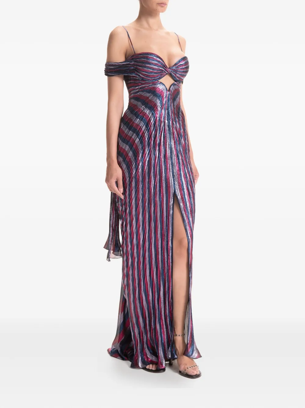 Maria Lucia Hohan Pleated Lace-up Gown In Multi