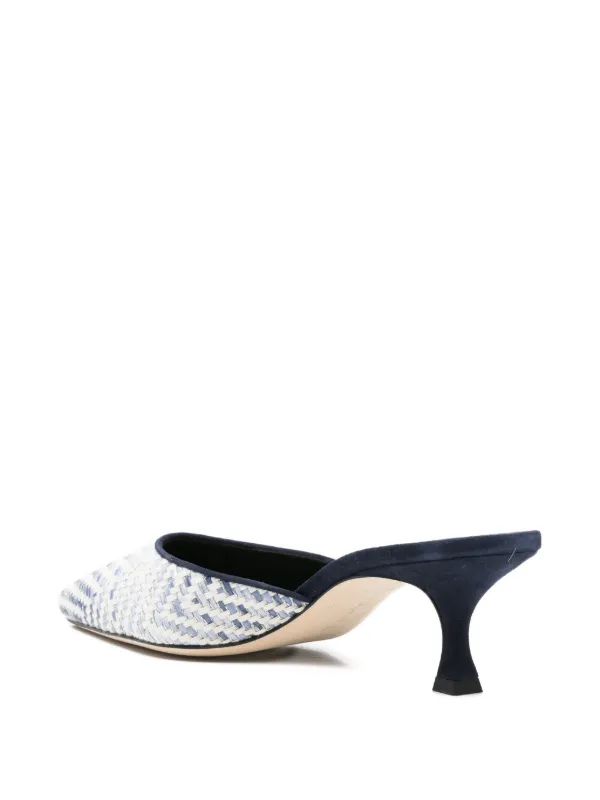 Manolo Blahnik Carolynemu ラフィアミュール | ホワイト | FARFETCH JP