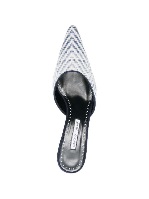 Manolo Blahnik Carolynemu Raffia Mules | White | FARFETCH ZA