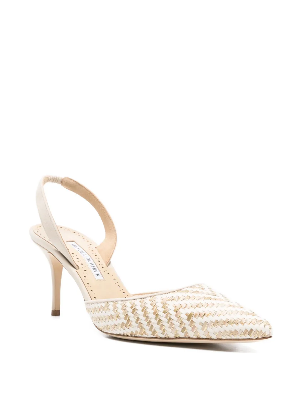 Manolo Blahnik Carolyne pumps met raffia-effect Beige