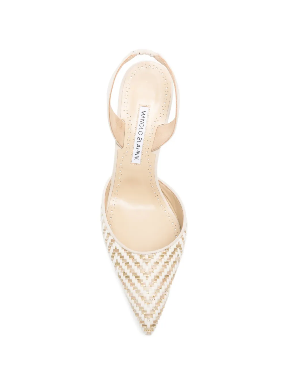Manolo Blahnik Carolyne pumps met raffia-effect Beige