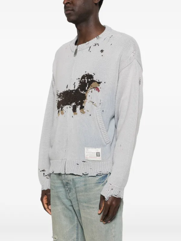 MIHARA YASUHIRO ダメージ加工カーディガン めちゃかわ❤︎ Maison MIHARA YASUHIRO ジャカード ダメージ カーディガン | グレー