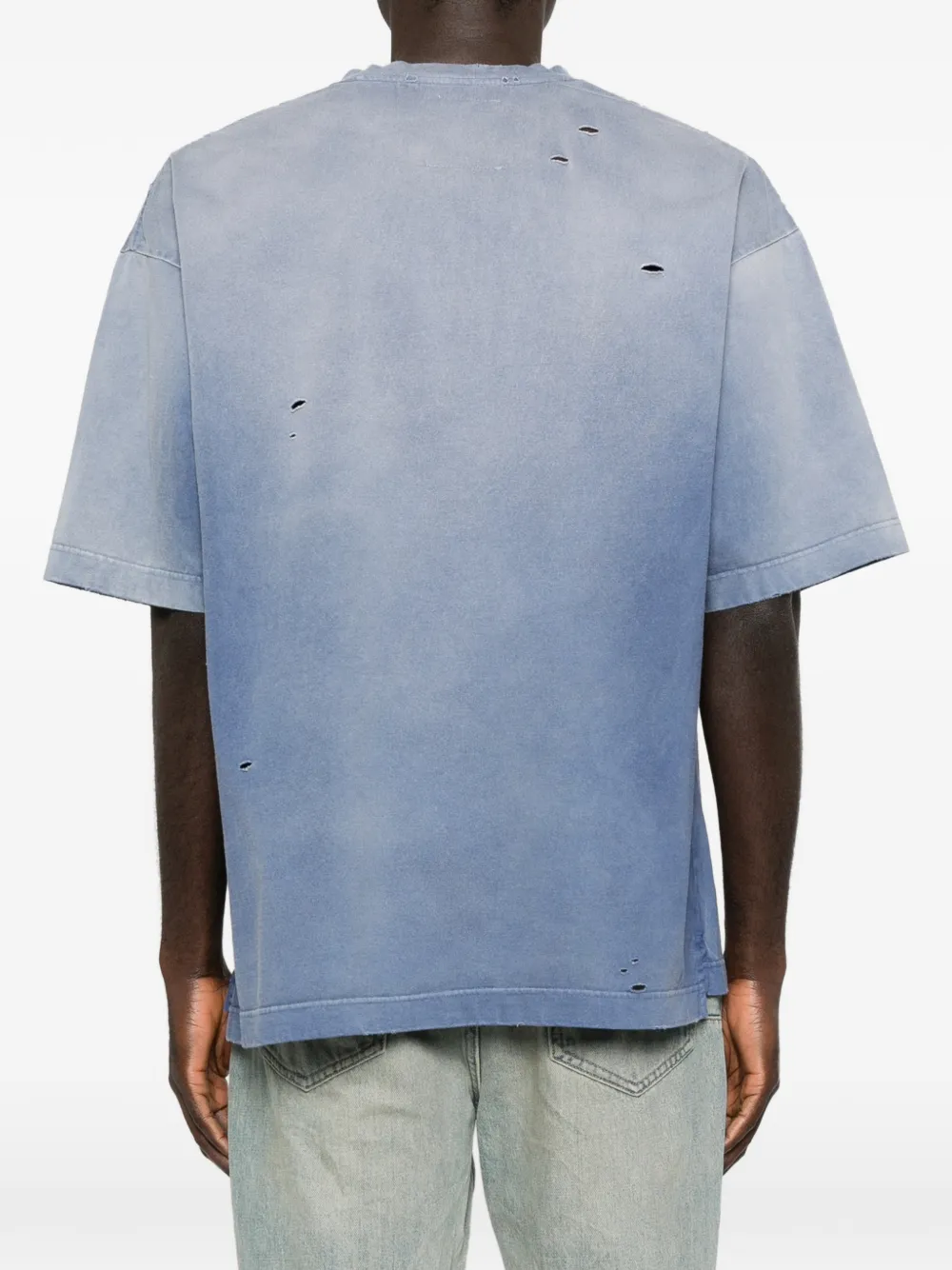 Maison MIHARA YASUHIRO Gerafeld T-shirt met zak en V-hals Blauw