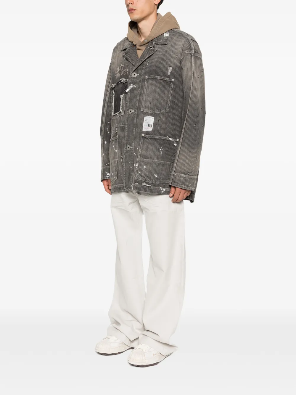 Maison MIHARA YASUHIRO Gestreept denim jack Zwart