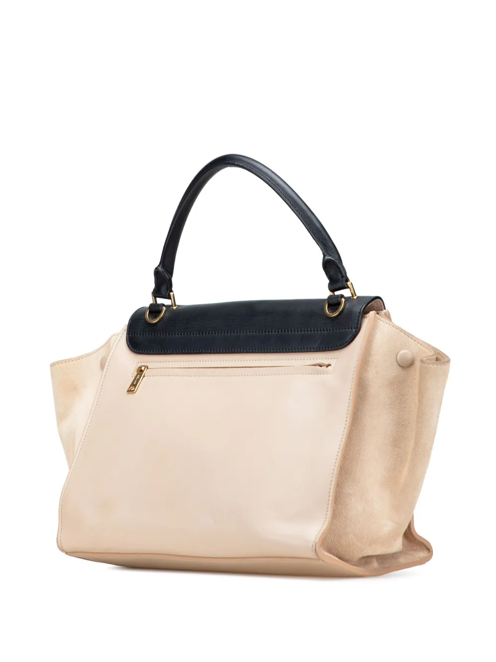 Pre-owned Celine 2012 Medium Bicolor Calfskin And Suede Trapeze Satchel In Brown