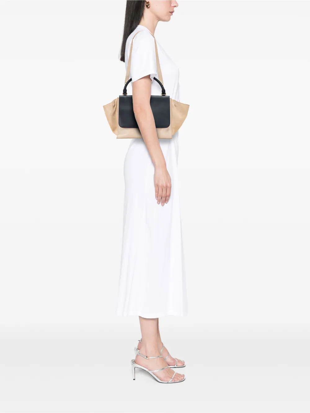 Celine Pre-Owned 2012 Medium Bicolor Calfskin and Suede Trapeze satchel | Pre-Owned | Image 2