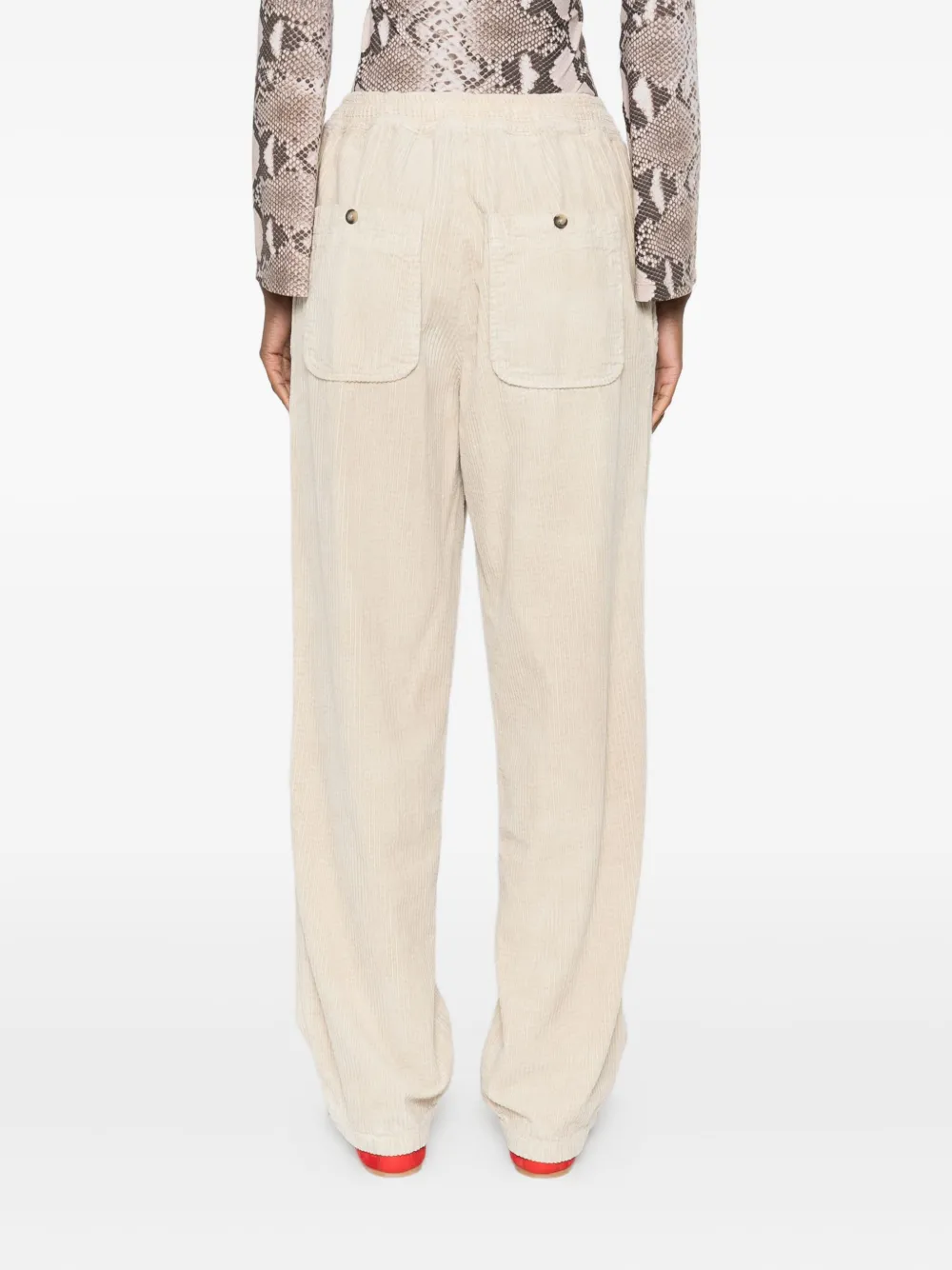 Isabel Marant Drawstring Corduroy Straight Trousers In Neutral