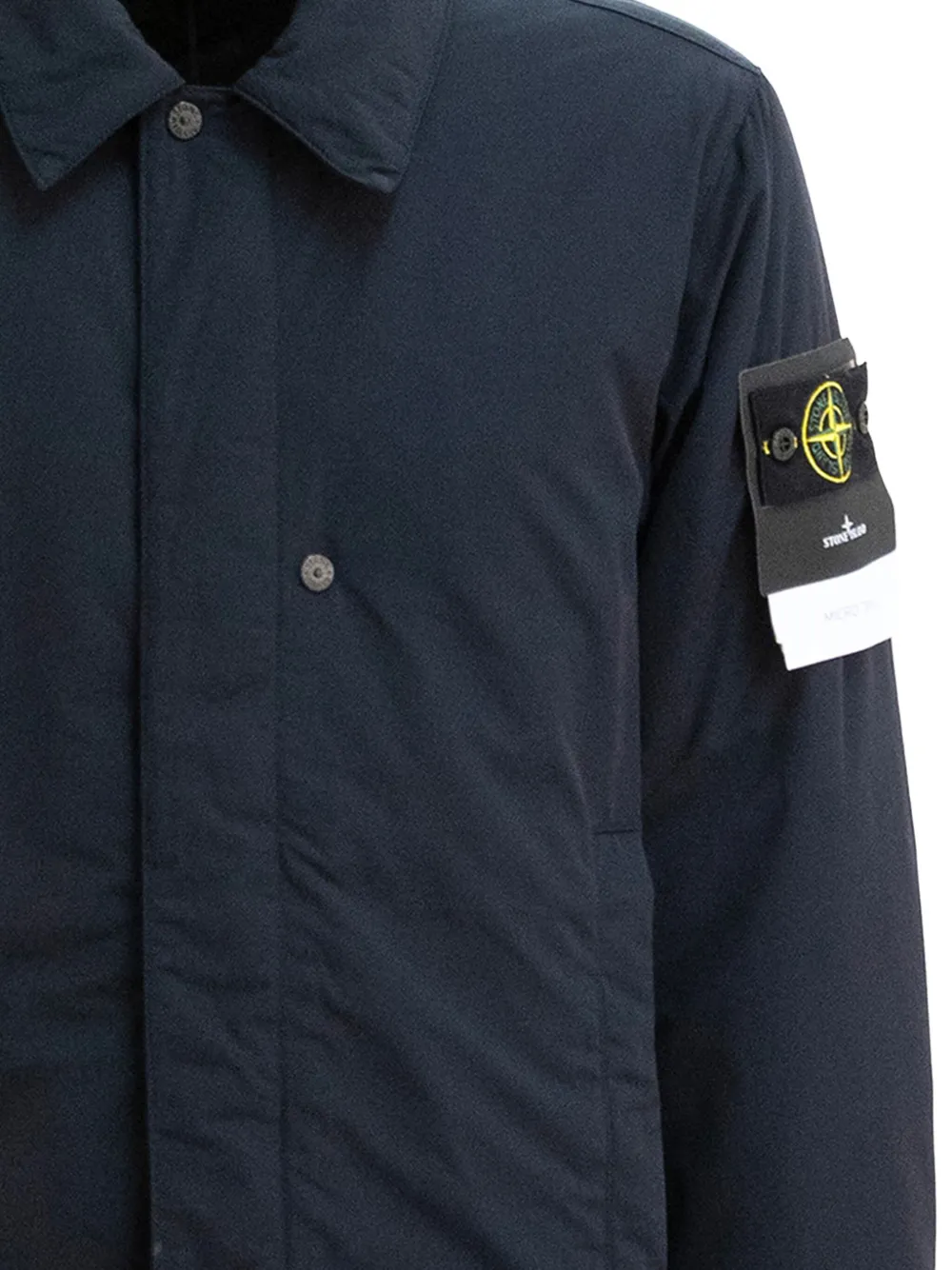 Stone Island Padded Nylon Coat With Double Front Pocket In Blue