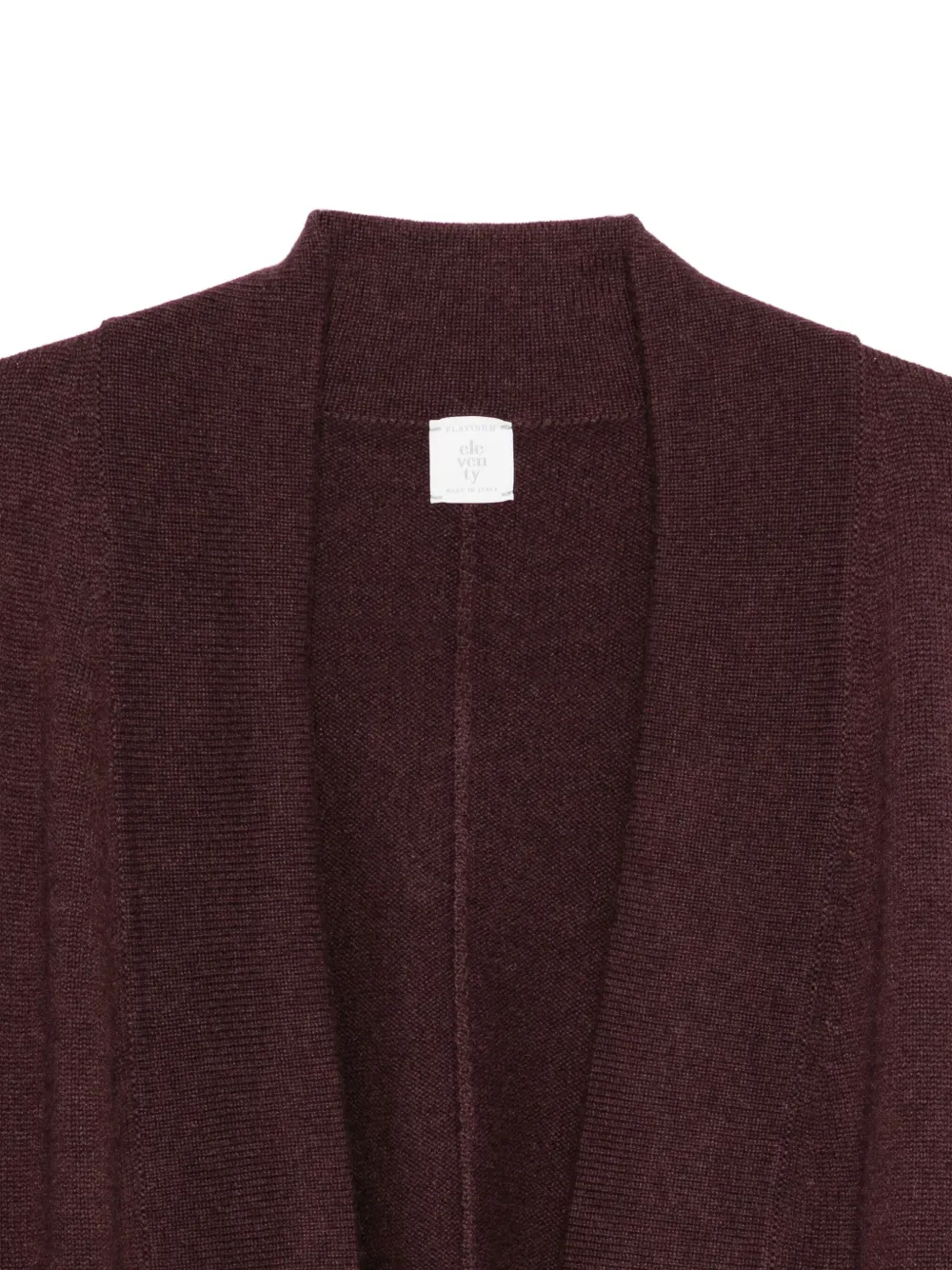 Eleventy Three-quarter Sleeve Open-front Cardigan In Brown
