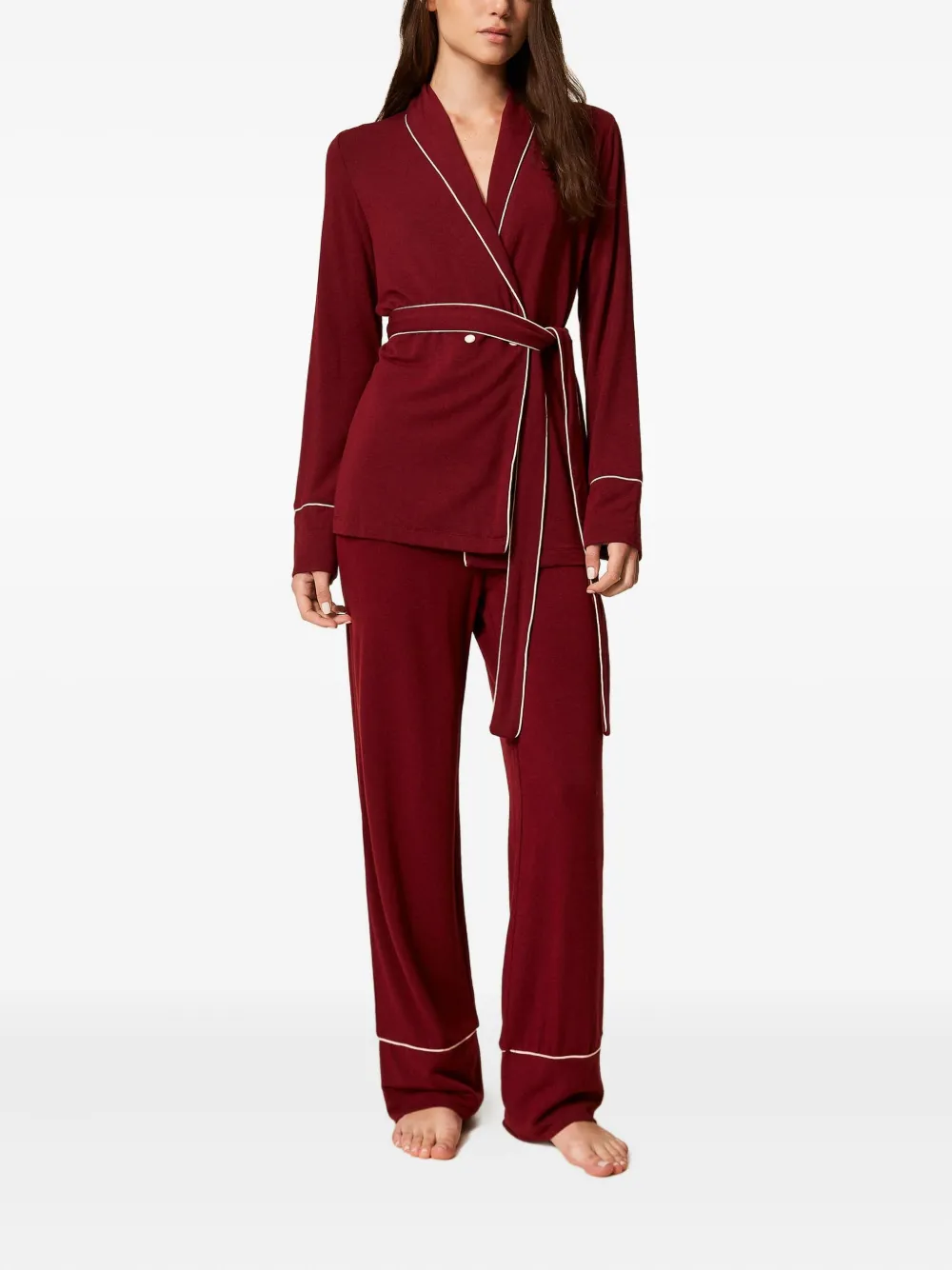 TWINSET Mannish belted pyjama trousers and top set | Pyjama Sets | Image 2
