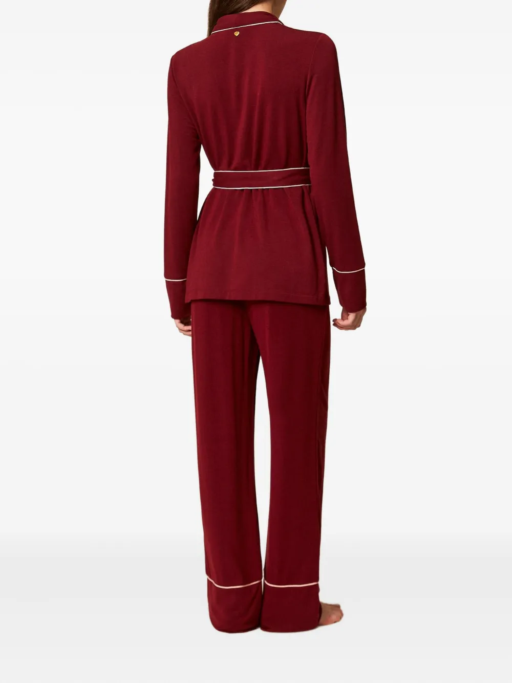 TWINSET Mannish pyjamabroek en top met ceintuur Rood